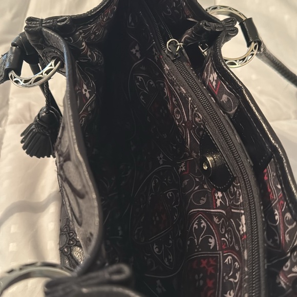 Classic Black Brighton Handbag with Floral Design - Picture 3 of 6